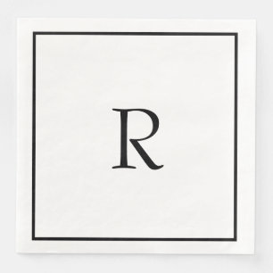 Möhippa Monogram Namn Black White Bröllop Pappersservett