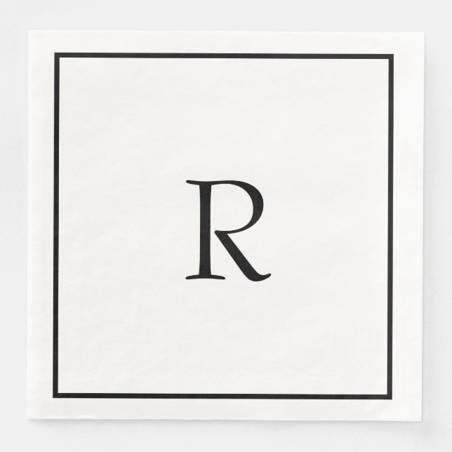 Möhippa Monogram Namn Black White Bröllop Pappersservett (Framsida)