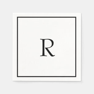 Möhippa Monogram Namn Black White Bröllop Pappersservett