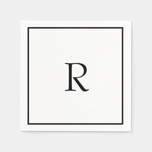 Möhippa Monogram Namn Black White Bröllop Pappersservett (Framsidan)