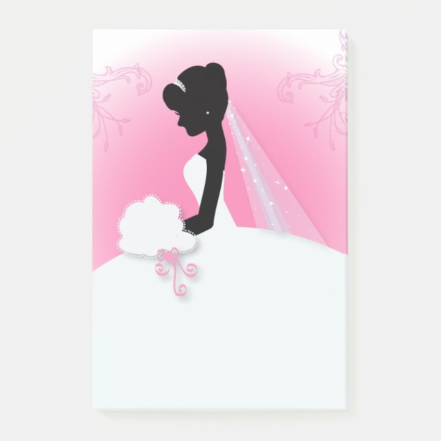 Möhippa Mrs. Höger Rosa bride silhouette Post-it Block (Framsida)
