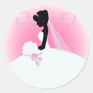 Möhippa Mrs. Höger Rosa bride silhouette Runt Klistermärke