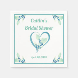 Möhippa Napkin - Aqua Watercolor Heart-tema Pappersservett