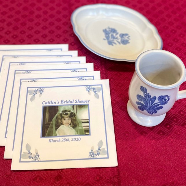 Möhippa Napkin - blått tema med foto Pappersservett (Skapare uppladdad)