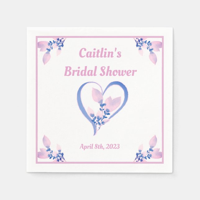 Möhippa Napkin - Rosa Watercolor Heart Pappersservett (Framsidan)