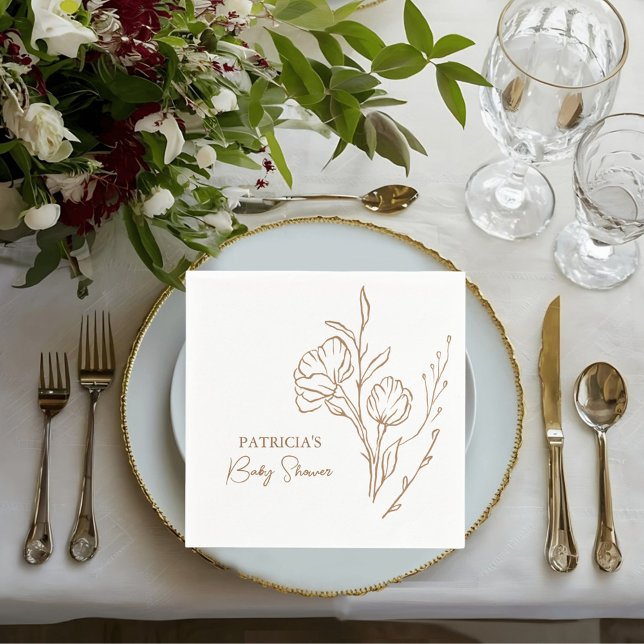 Möhippa Napkins | Elegant Guld Skript Stil Pappersservett (Elevate your bridal shower with our exquisite Modern Gold Faux Foil Script napkins.)