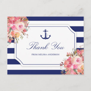Möhippa Nautical Anchor Blommigt Tack Vykort