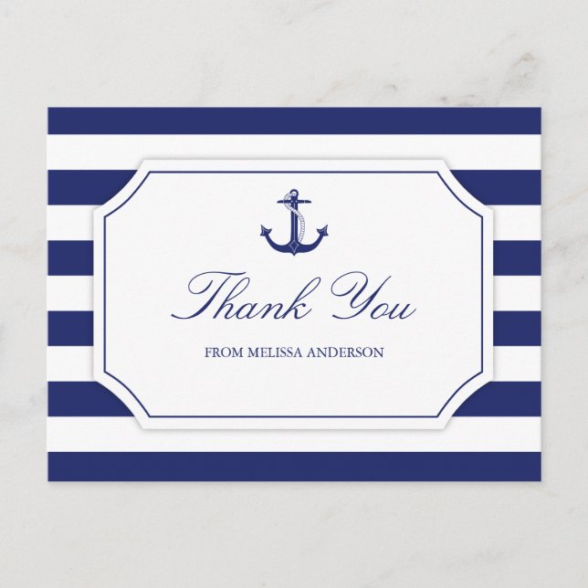 Möhippa Nautical Anchor Navy Blue Tack Vykort (Framsida)