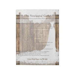 Möhippa Newlyged Game - Rustic Wood & Snöre 👰 Anteckningsblock