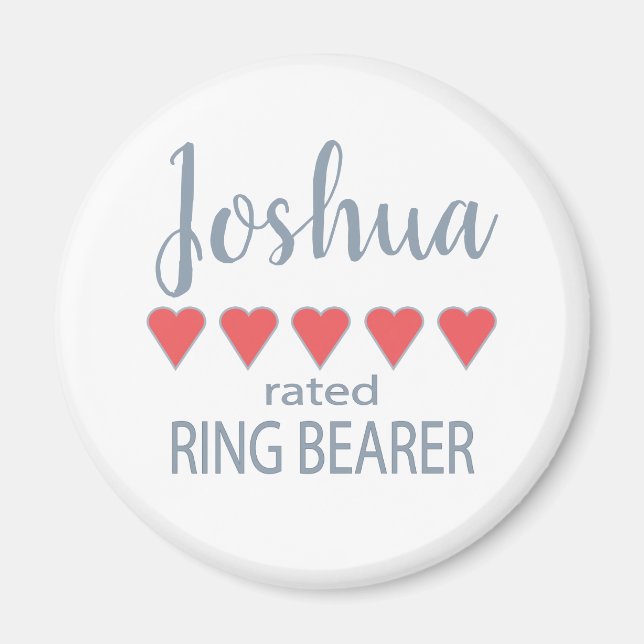 Möhippa och Bröllopsfest 5 Heart Ring Bearer Magnet (Framsidan)