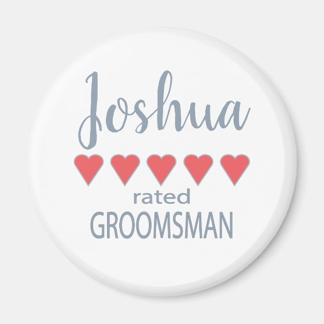 Möhippa och Bröllopsfest 5 Hjärtgroomsman Magnet (Framsidan)