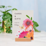 Möhippa- och presentkort för Bright Wildblomma<br><div class="desc">Modern boho bright vild blommar i möhippan. Med en stark rosa,  orange,  rött,  gult,  blått och grönt är botaniska blommor inspirerade av vilda blommor och vattenfärgade,  moderna trädgårdar med subtil grey och modernt,  minimalistiskt skript på beige bakgrund. Originalmålade teckningar av Caroline Bonne Müller</div>