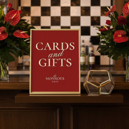 Möhippa- och presentkort för lyxröd Bröllop Poster