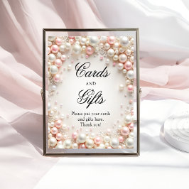 Möhippa- och presentkort för rosa och vita pärlor poster