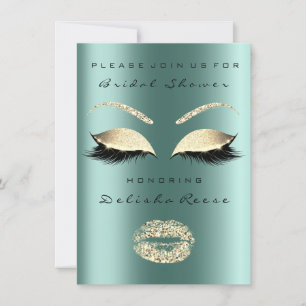 Möhippa Ögon Guld Sparkly Läppar Teal Woodland Inbjudningar