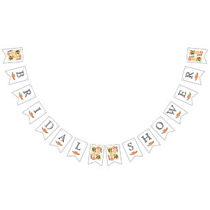 Möhippa orange gula blommor bröllop blommigt vimplar