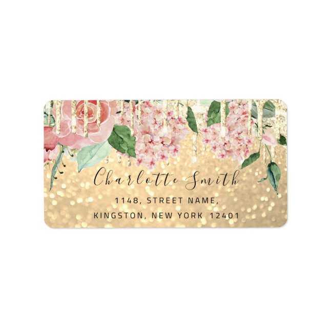 Möhippa OSA Bröllop Drip Mint Grönt Glitter Guld Adressetikett (Framsidan)