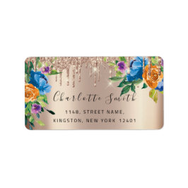 Möhippa OSA Bröllop Drives Navy Blommigt Ro Guld Adressetikett