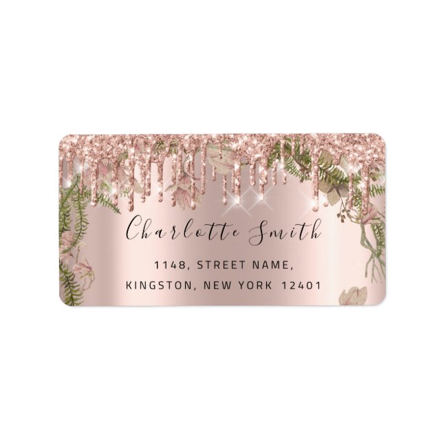 Möhippa OSA Bröllop Drives Ro Blommigt Down Adressetikett (Framsidan)