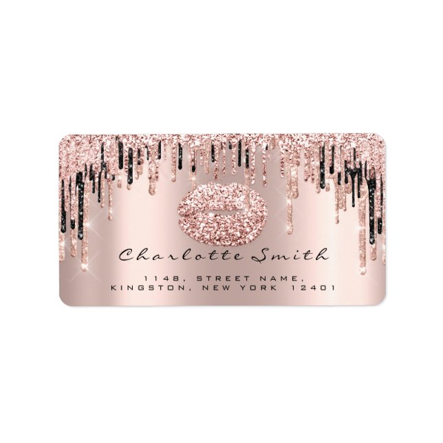 Möhippa OSA Kiss Ro Läppar Sparkly Glitter Makeup Adressetikett (Framsidan)