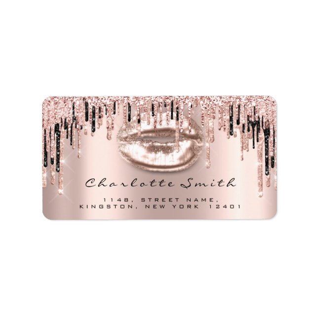 Möhippa OSA Kiss Ro Läppar Sparkly Glitter Makeup Adressetikett (Framsidan)