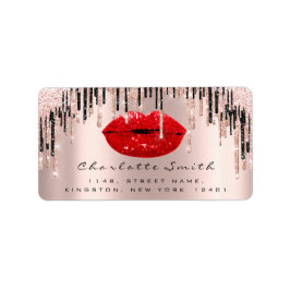 Möhippa OSA Kiss Ro Red Läppar DripsGlitter Makeup Adressetikett