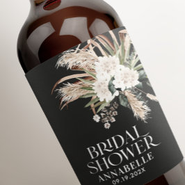 Möhippa pampas boho svart modern elegant vinflaska etikett