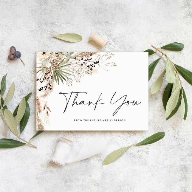 Möhippa pampas-gräs modern boho-elegant inbjudningar (Skapare uppladdad)