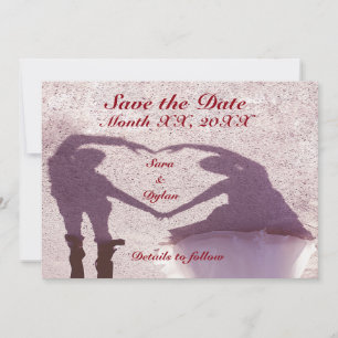 Möhippa par Silhouette Heart i Sand Bröllop Spara Datumet