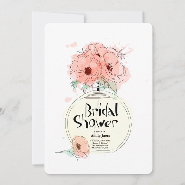 Möhippa Parfym Flaska med blommor Inbjudningar (Framsida)