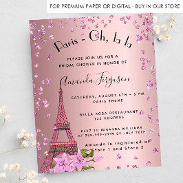 Möhippa Paris Eiffel rosa budgetinbjudan Flygblad