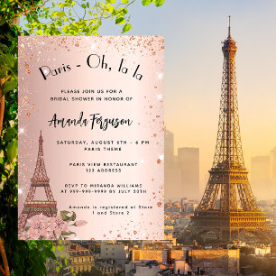 Möhippa Paris Eiffel torn ro guld Inbjudningar