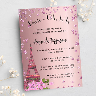 Möhippa Paris Eiffel torn rosa lyx Inbjudningar