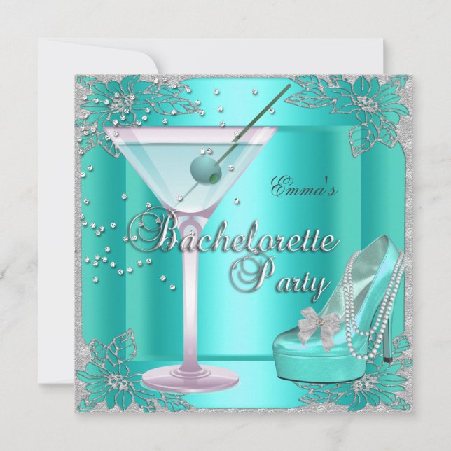 Möhippa Party Aqua Teal Blå Turkos Skor Inbjudningar (Framsida)