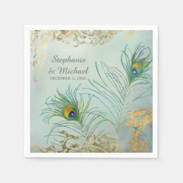 Möhippa Party Decor Elegant Peacock Feathers Pappersservett