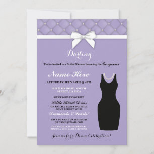 Möhippa Party Lilac Black Dress Pearl Inbjudan