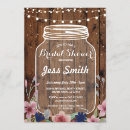 Möhippa Party Rustic Burk Wood Blommigt Inbjudan