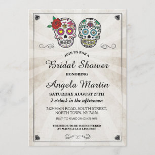 Möhippa Party Sugar Skull Cream Inbjudan