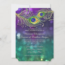 Möhippa Peacock Feather Jeweled Feathers Inbjudningar