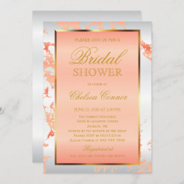 Möhippa - persikor, vit och Guld Inbjudningar