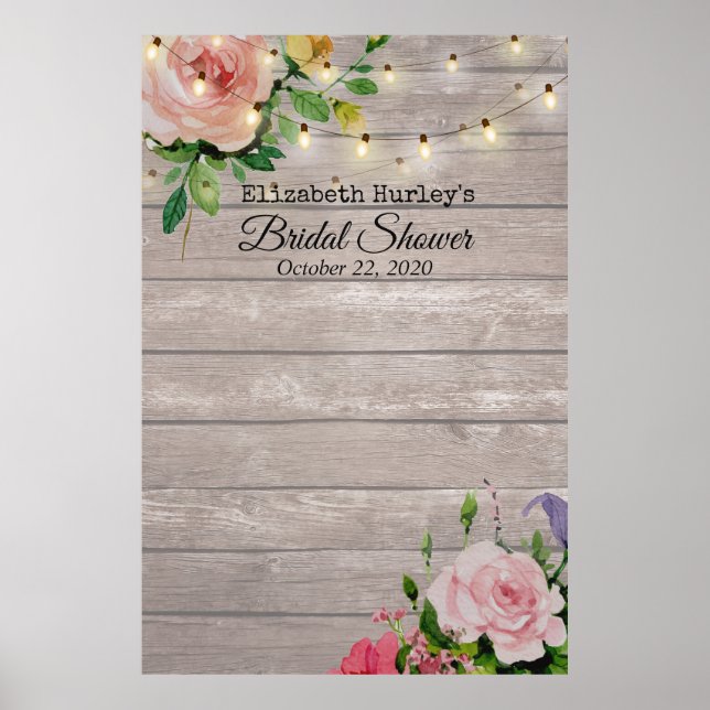 Möhippa Photo BackDrop Flowers Wood Ljus Poster (Framsidan)