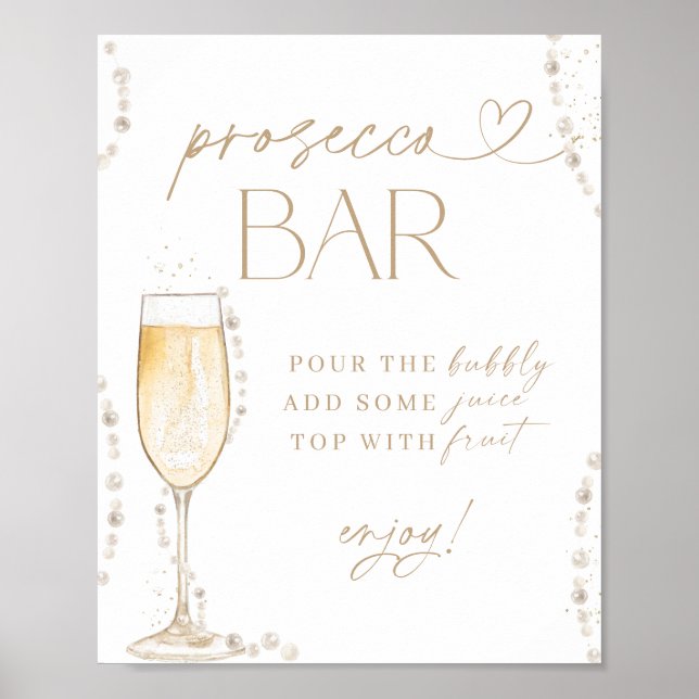 Möhippa Prosecco Pub Sign, Pearls & Prosecco Poster (Framsidan)