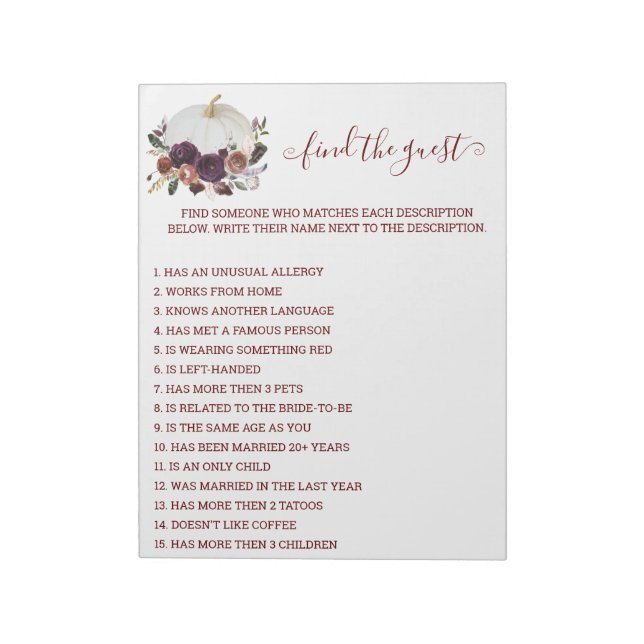 Möhippa - Pumpkin-sökning - gäst Anteckningsblock (Roterad)