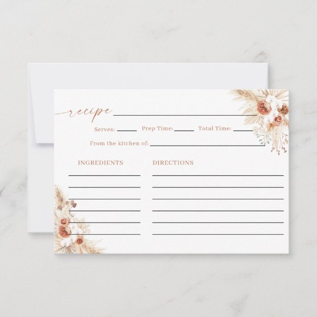 Möhippa Recept Card, Boho Blommigt Bouquet Inbjudningar (Framsida)