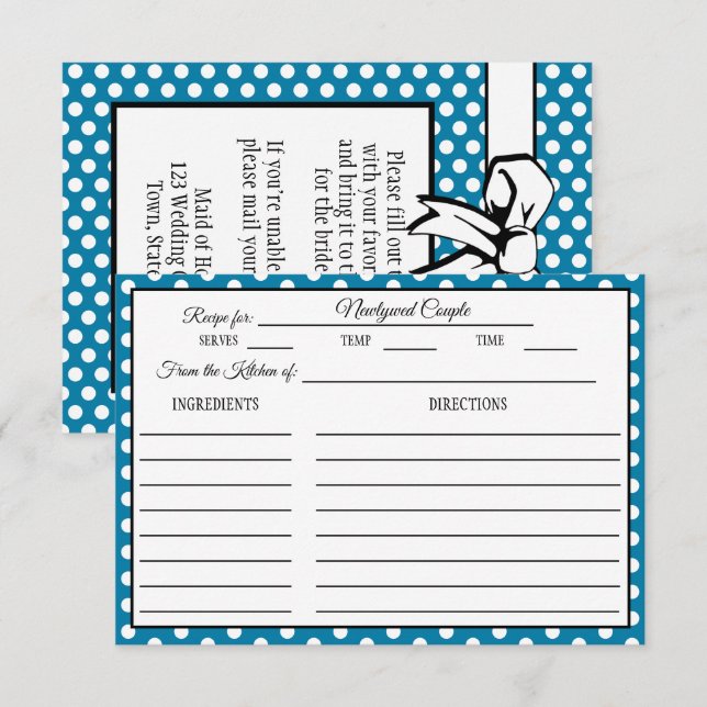 Möhippa Recept Card Polka Dot Cerulean Blue OSA Kort (Fram/baksida)