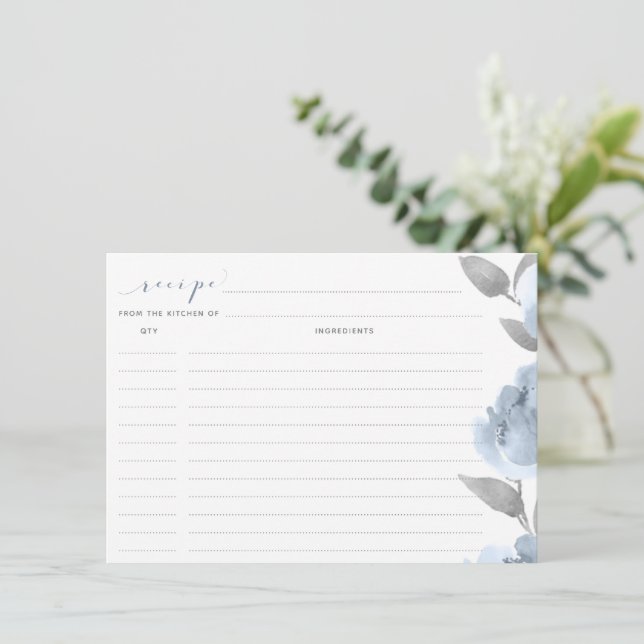 Möhippa Recept Cards Dusty Blue Grått Bröllop (Stående Fram)