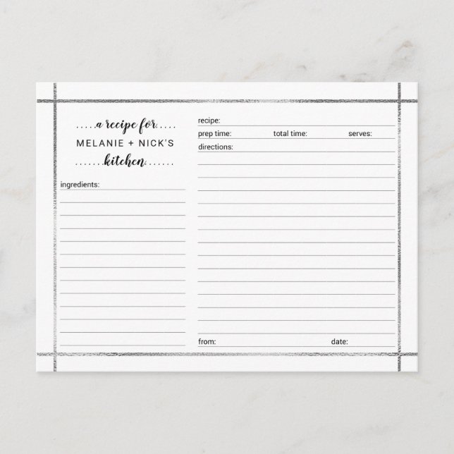 Möhippa recept-kort, enkelt silver ram vykort (Framsida)