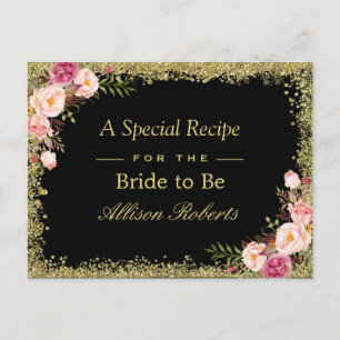 Möhippa Recipe Black Guld Glitter Blommigt Vykort