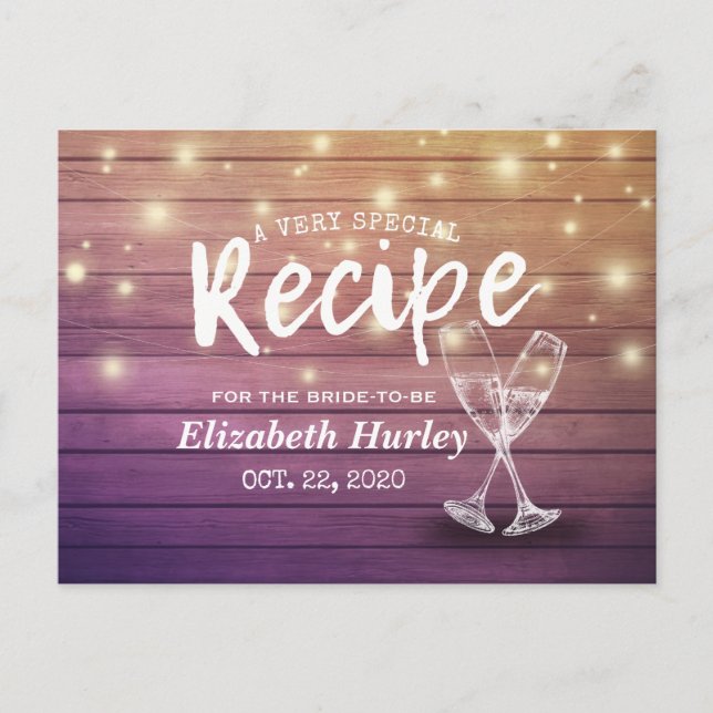 Möhippa Recipe Champagne Glass Wood Ljus Vykort (Framsida)