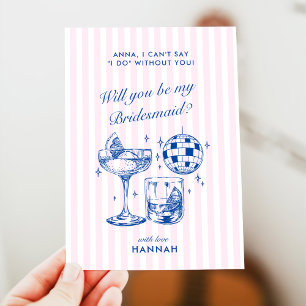 Möhippa Retro Disco Cocktail Blå & Rosa Inbjudningar